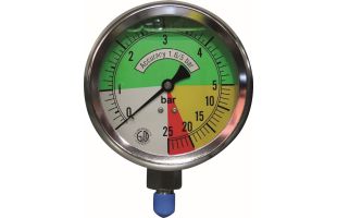 Manomètre de pulvé inox - 0/5/25 bars - 1/4" Mâle