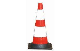 Cône plastique 50cm pied caoutchouc